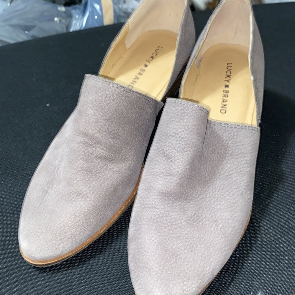 EUC Lucky Brand  MORIAH Gray PEBBLED LEATHER SLIPON LOAFER CLEAN SHOES WO SIZE 9 - Picture 13 of 13